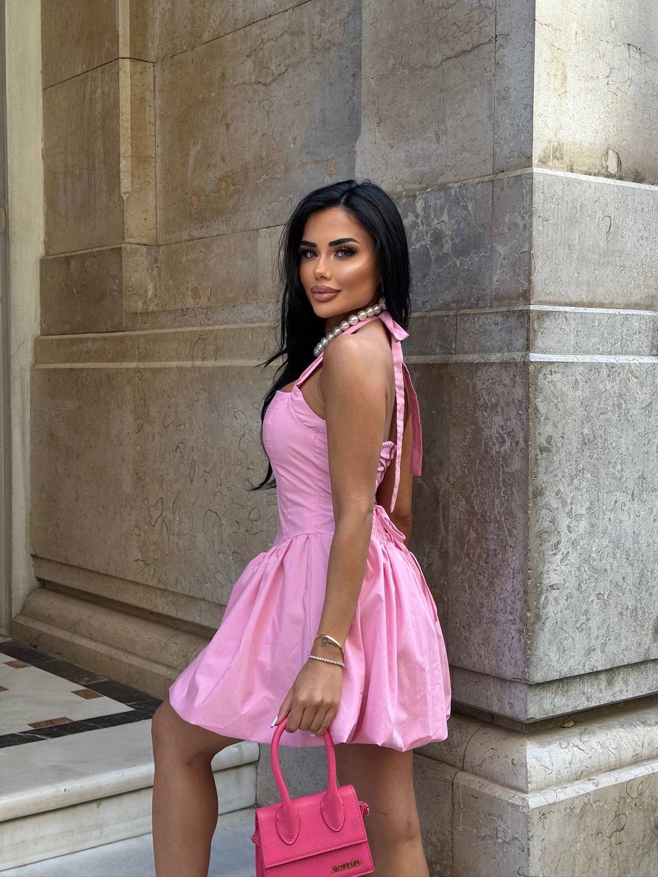 The Bella Halter Bubble Mini Dress Luxe Edition - 1214-4