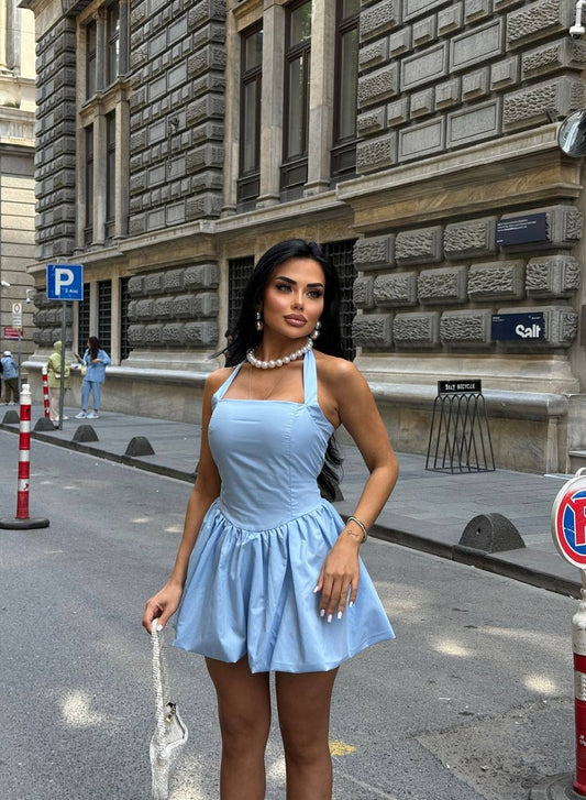 The Bella Halter Bubble Mini Dress Luxe Edition - 1214-0