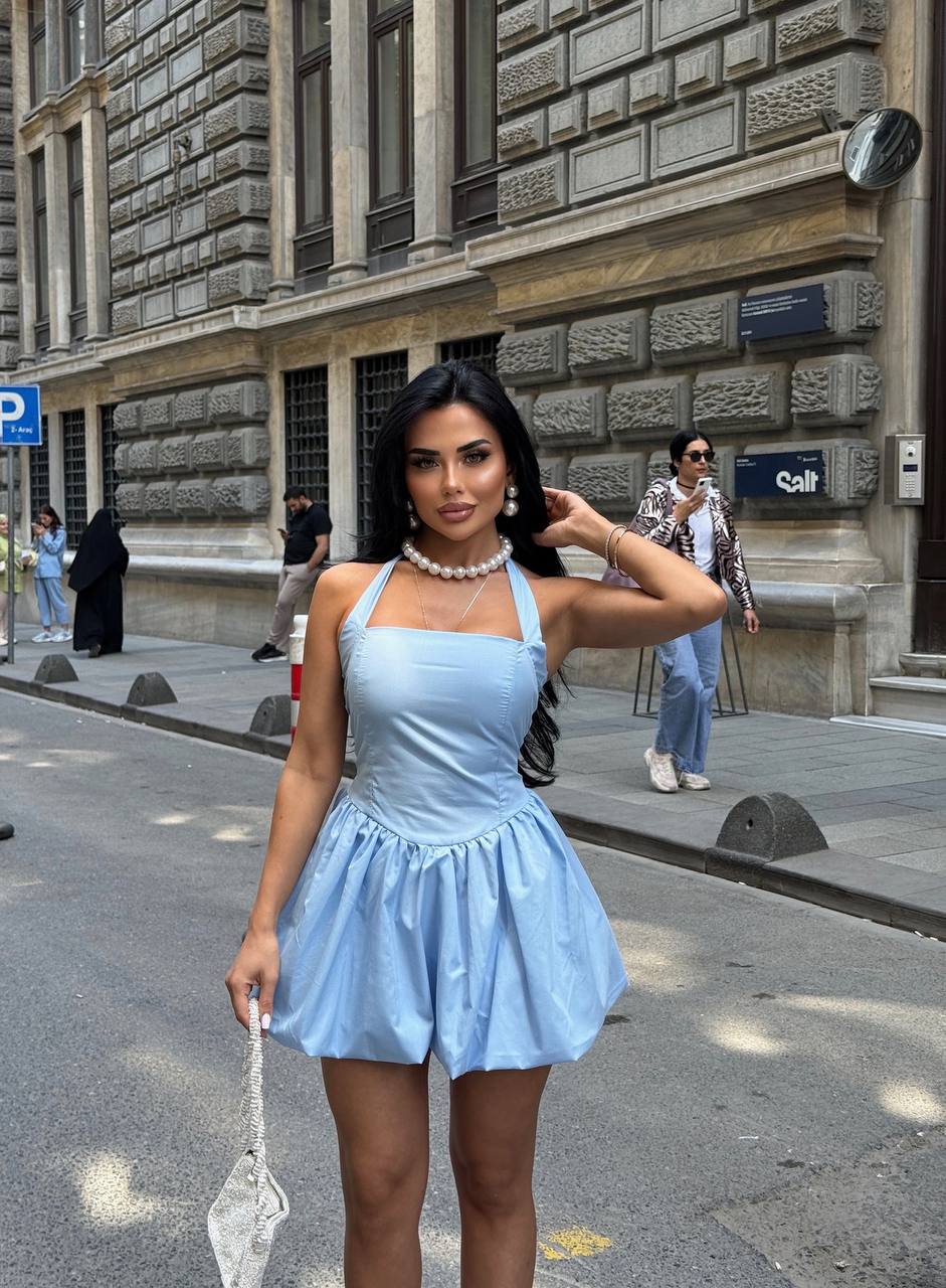 The Bella Halter Bubble Mini Dress Luxe Edition - 1214-1